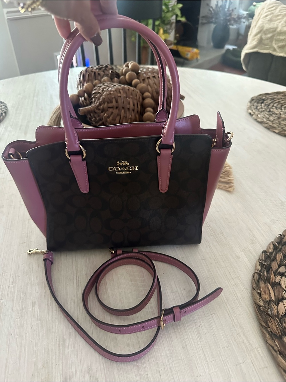 Coach Signature Canvas in Brown and Pink